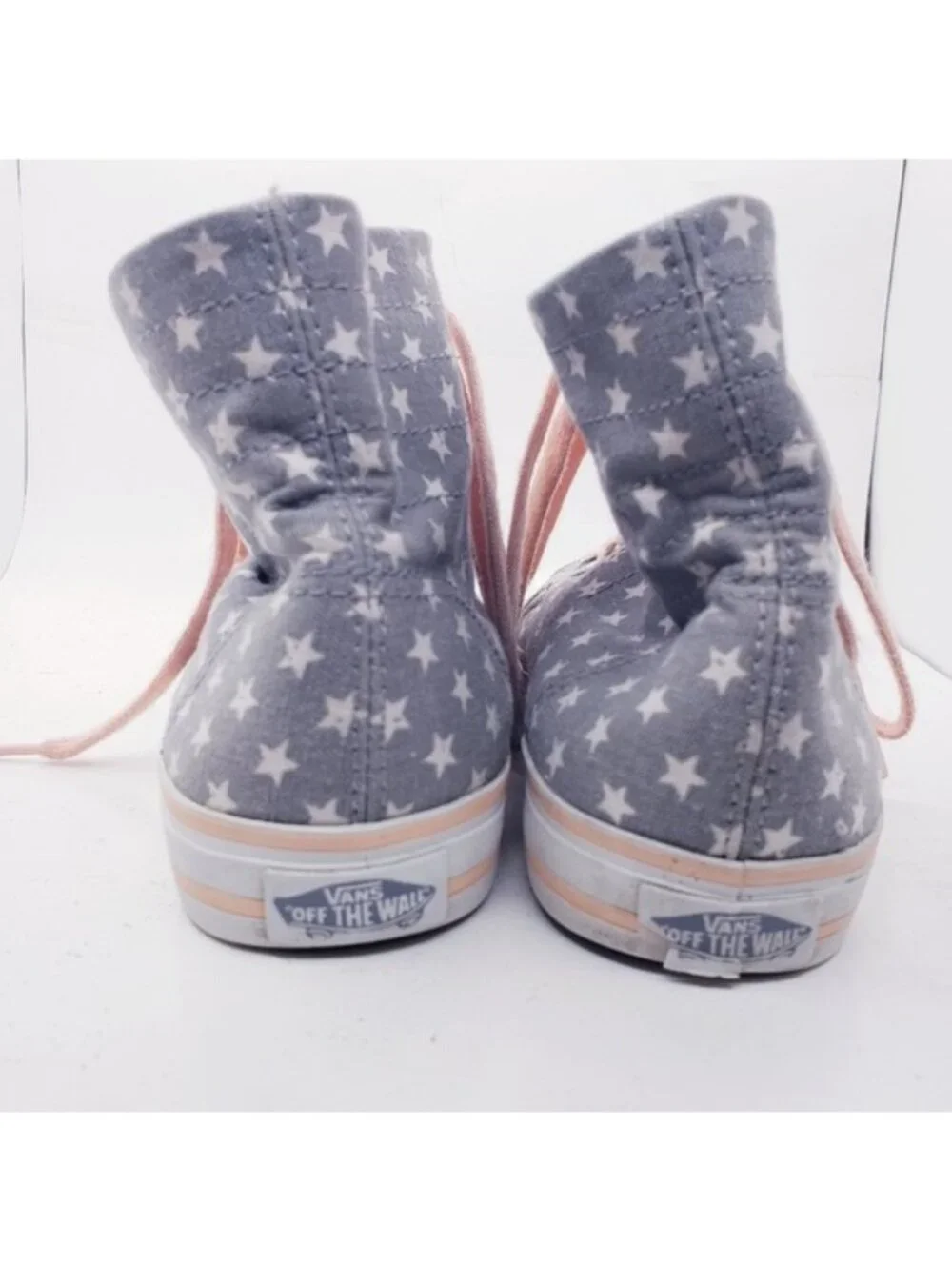 Vans Gray & Pink Star Corrie Hi Top Lace Up Sneakers Shoes Girls Youth Size 2.5